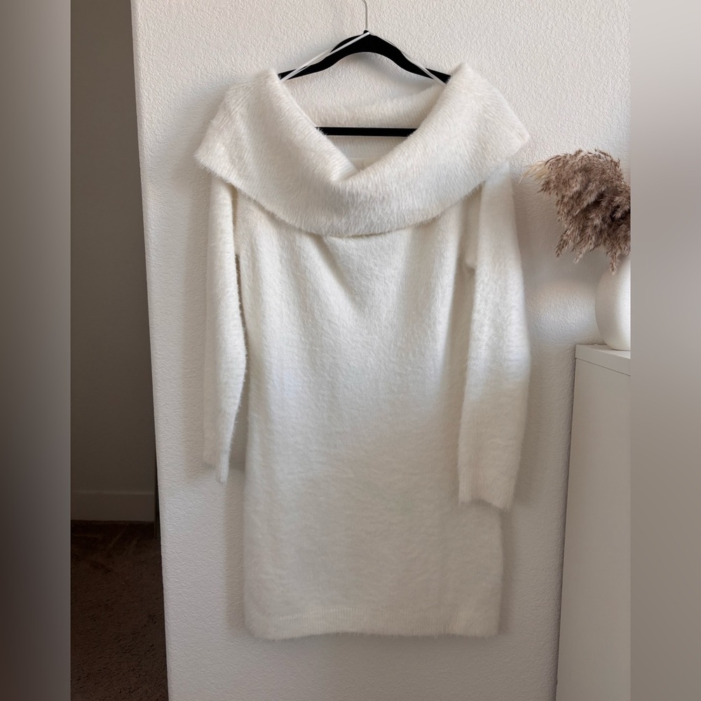 H&M Soft White Turtleneck Sweater Dress